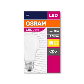 Osram Value opál búra/5,5W/470lm/2700K/E27 LED körte izzó