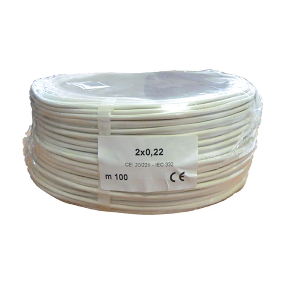 Honnor Security 2x0,22 biztech kábel, 2 eres, 0,22mm2 névleges keresztmetszet, sodrott réz erek, árnyékolt