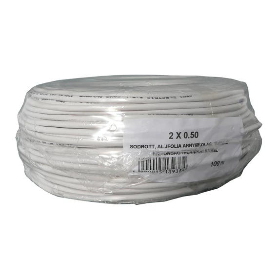 Honnor Security 2x0,5 biztech kábel, 2 eres, 0,5mm2 névleges keresztmetszet, sodrott réz erek, árnyékolt