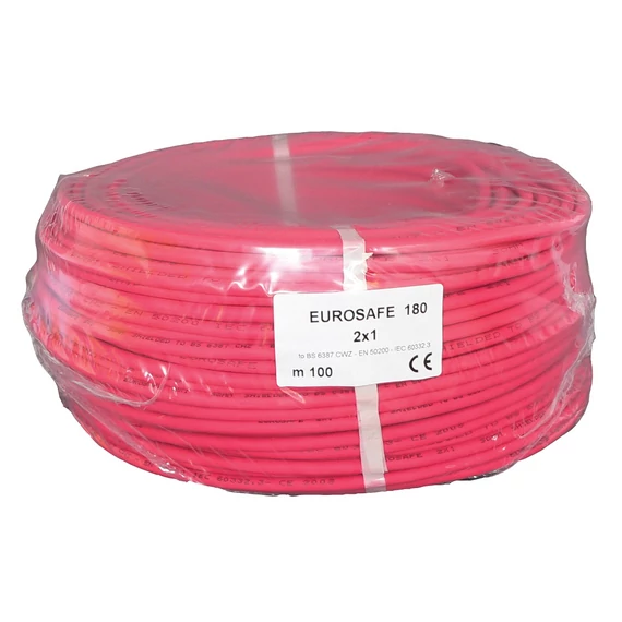 Honnor Security 2x1R.180 2 eres, 1 mm2 névleges keresztmetszetű, tömör réz erek, piros, lángálló, halogénmentes köpeny