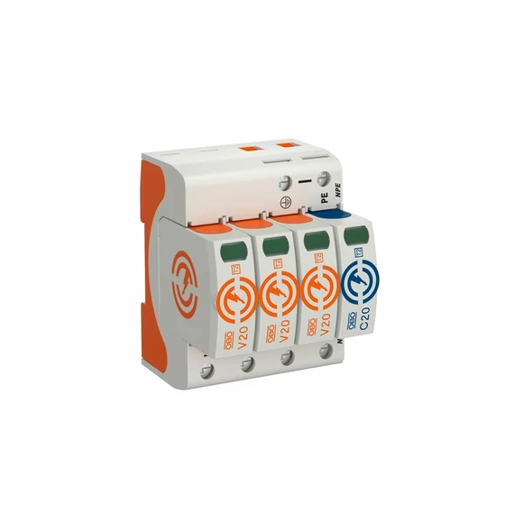 OBO 5095253 3P+N/PE C T2 TN-S TN-C-S TT 230V/AC 40kA 4M V20-3+NPE-280 Túlfeszültség-levezető