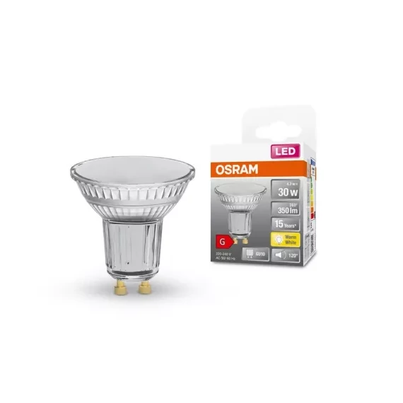 Osram Star PAR16 üveg ház/4,3W/350lm/2700K/GU10/230V/36fok/81lm/W LED spot izzó