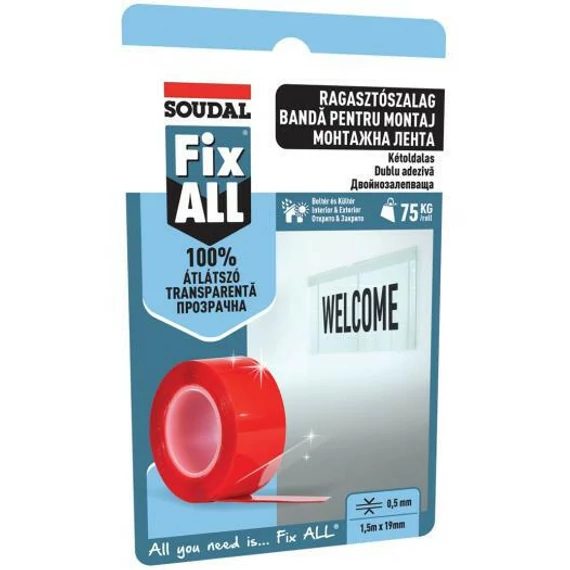 SOUDAL KÉTOLDALAS RAGASZTÓSZALAG ÁTLÁTSZÓ TURBÓ 1,