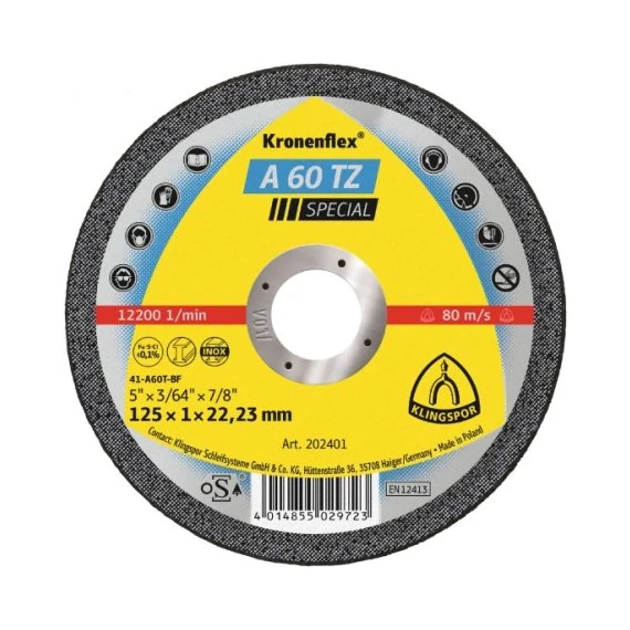 KLINGSPOR VÁGÓKORONG MINŐSÉGI 115X1,6X22,23MM